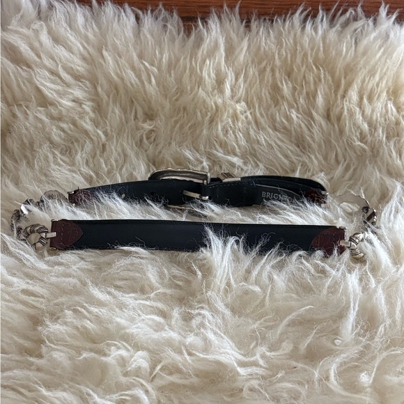 Brighton Black Leather with Silver Linked Sides and Buckle Belt